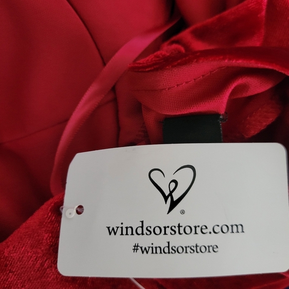 NWT Windsor Size L Velvet Rhinestone Strap Mini Dress - Picture 9 of 10